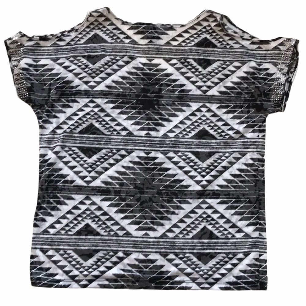 INC Cold Shoulder Aztec Print Rhinestone Tee - Picture 4 of 11